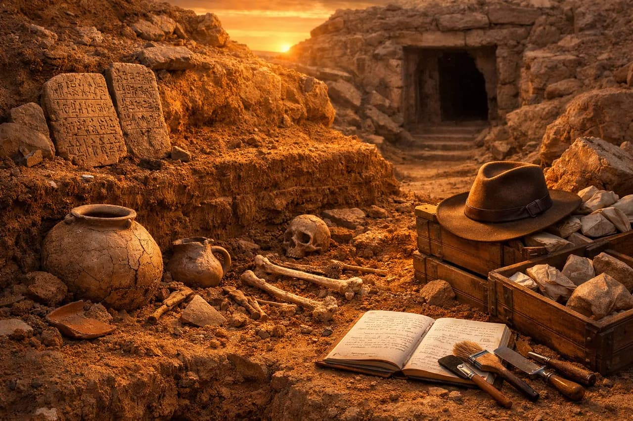 Archaeology trivia illustration